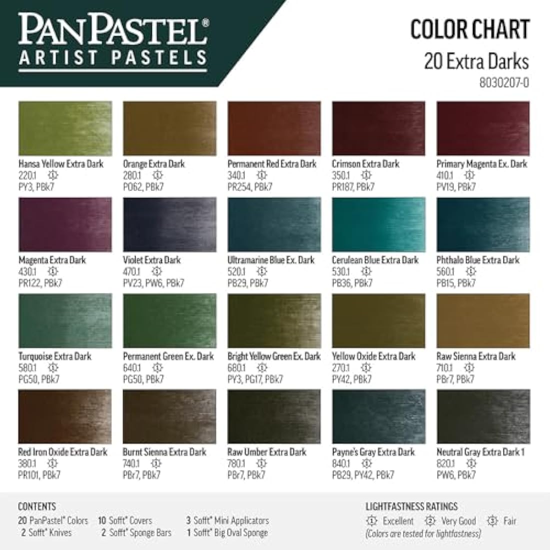 PanPastel 20 Colour Set - Extra Dark Shades Set