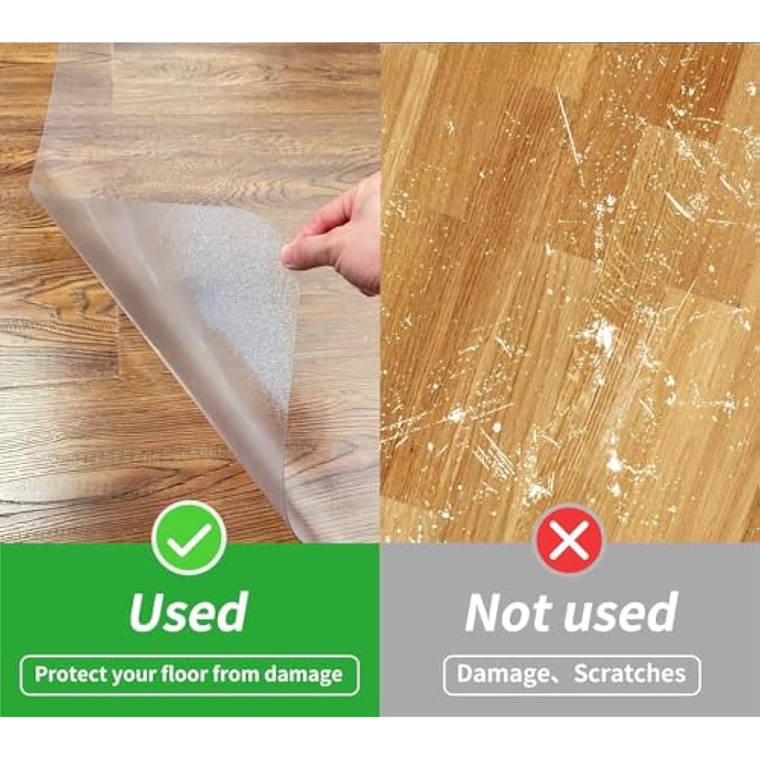 SHAREWIN Office Chair Mat for Hard Wood Floors, 120x90 cm Heavy Duty Anti-Slip Hardwood Floor Protector Rug, Easy Clean