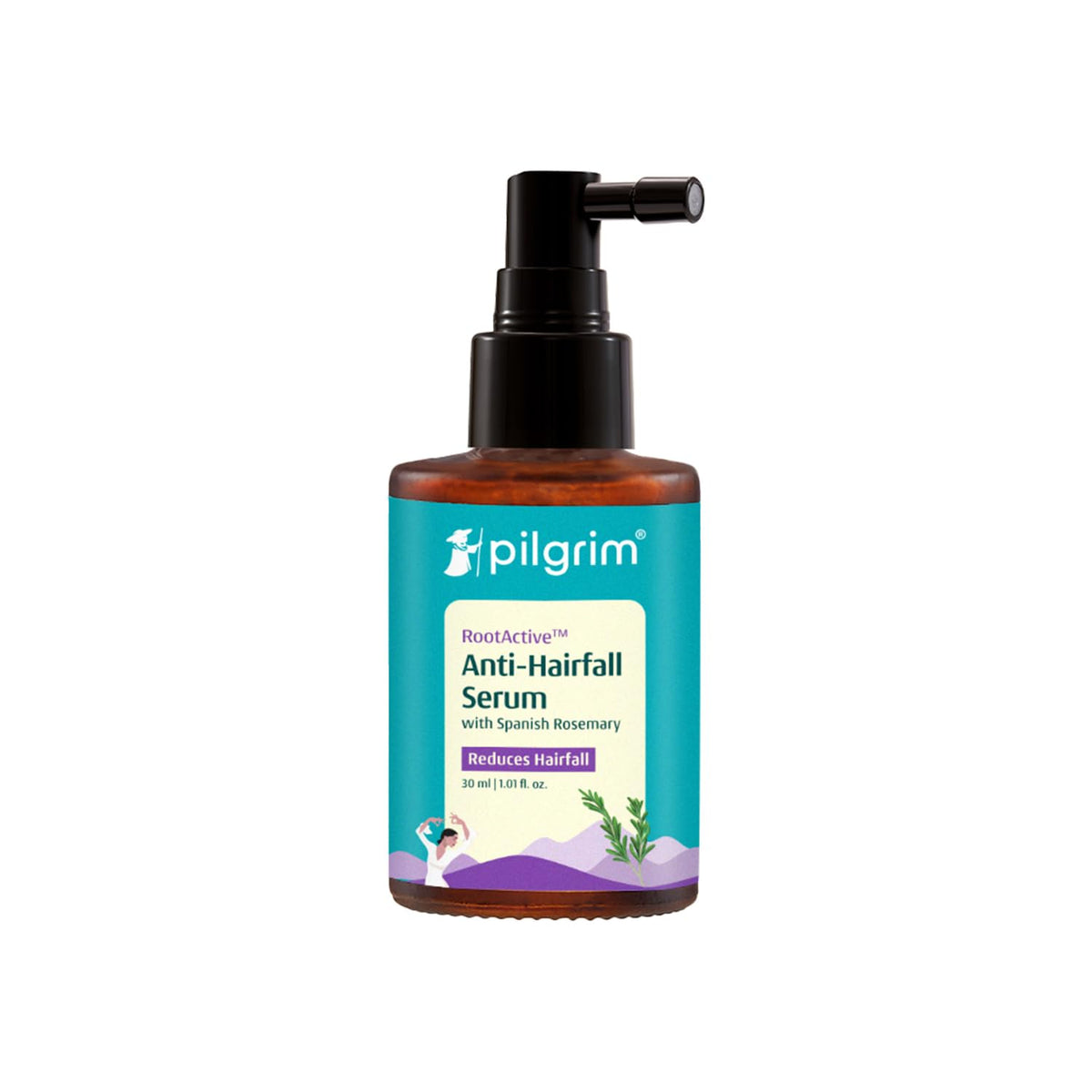 Pilgrim RootActive Anti-Hairfall Serum With Spanish Rosemary, Caffeine, Biotin, Capilia Longa, Saw Palmetto (30ml) | Strengthens Hair Roots, Reduces