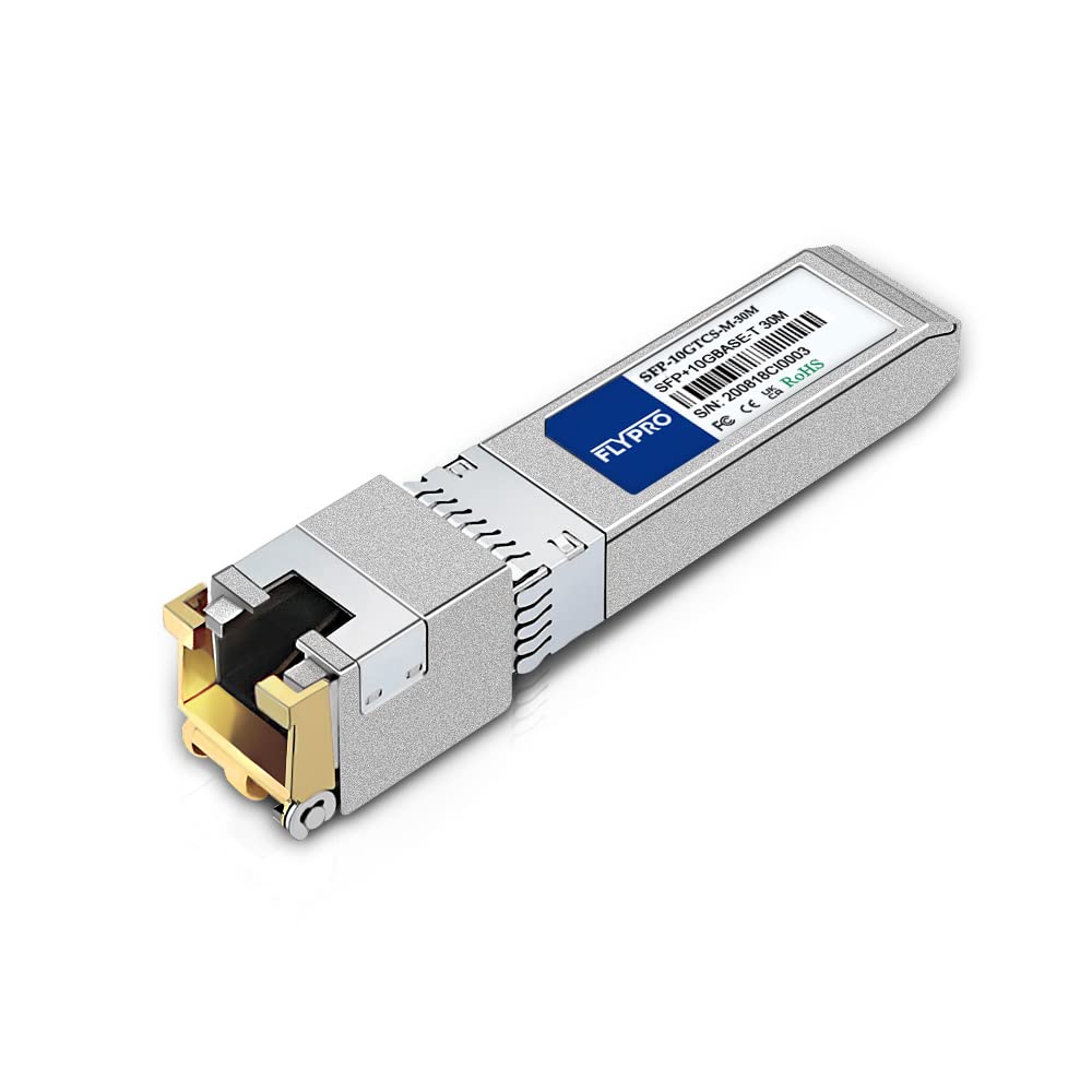 FLYPROFiber 10G-T SFP+ to RJ-45, 10GBase-T Transceiver - 1.25/2.5/5/10G Copper Module Compatible with Cisco, Meraki, Ubiquiti, Supermicro Netgear and