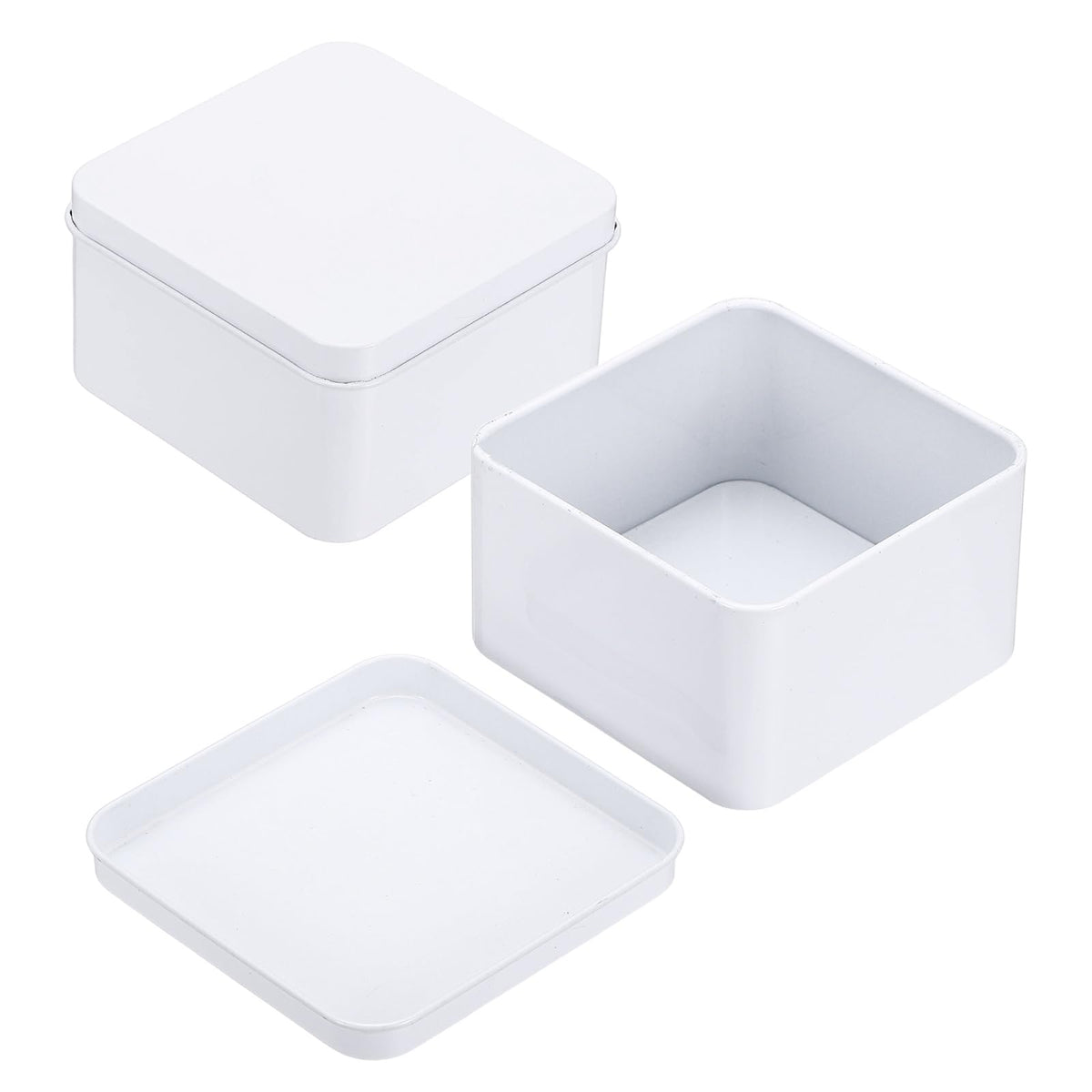sourcing map 2Pcs Metal Tin Box, 3.1x1.8 Square Empty Tinplate Containers with Lid Portable Storage Box Candy Jars for Valentine's Day