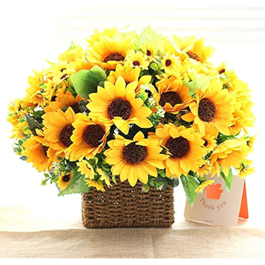 nuoshen 2 Packs Sunflower Artificial Flowers,Silk Bouquet Yellow Plastic Flowers Fake Sunflowers for DIY Craft Wedding Home Decoration
