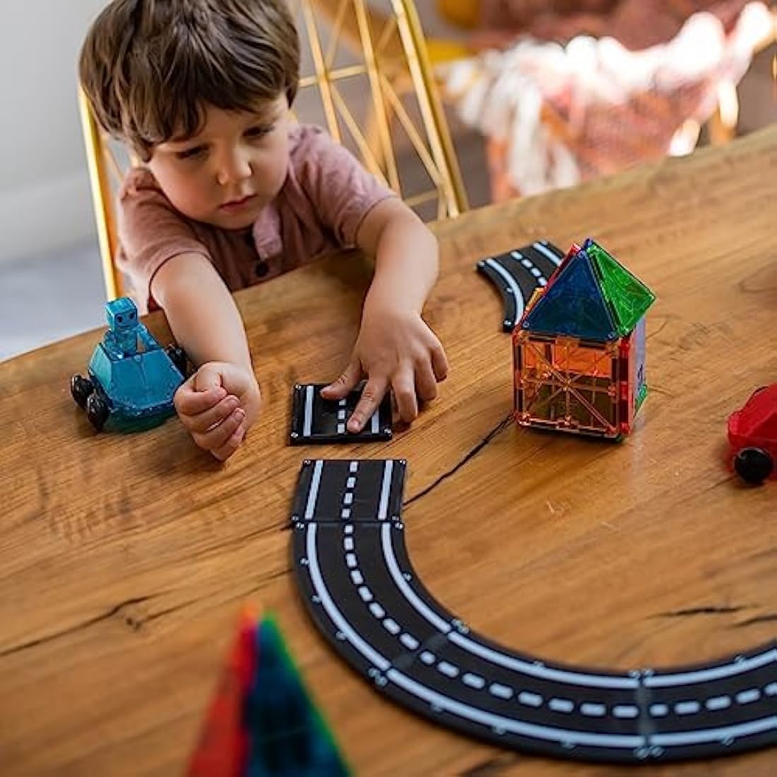 MAGNA-TILES XTRAS: Roads 12 Piece Magnetic Construction Set, The ORIGINAL Magnetic Building Brand, Black