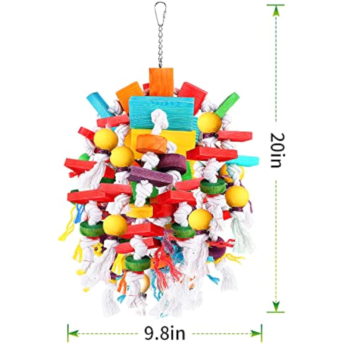 Jijizhazha Bird Chewing Toys, Multicolored Wooden Blocks, Best for African Grey Parrot, Macaws, Cockatoos & Amazon Parrots