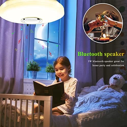 LED Ceiling Light with Bluetooth Speaker 36W Music RGB Brightness Dimmable Color Changing Cool/Warm White Ceiling Lamp with Remote Control and App, Family Party Ceiling Lights for Bedroom Kids Room