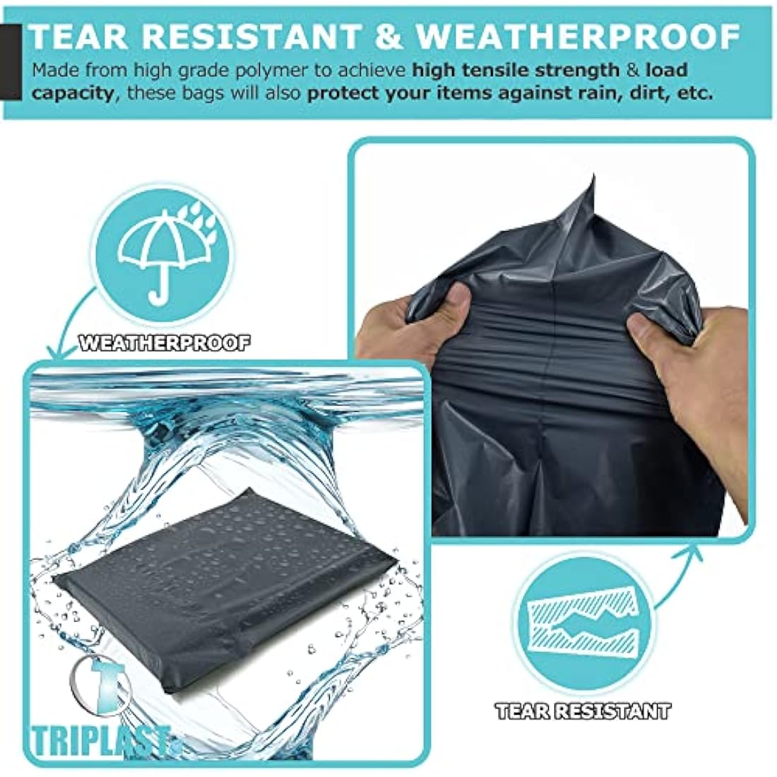 Triplast 17 x 24 (425x600mm) Parcel Postage Mailing Bags (Pack of 50) - Large Self Seal Poly Plastic Mail Bags for Packaging and Shipping