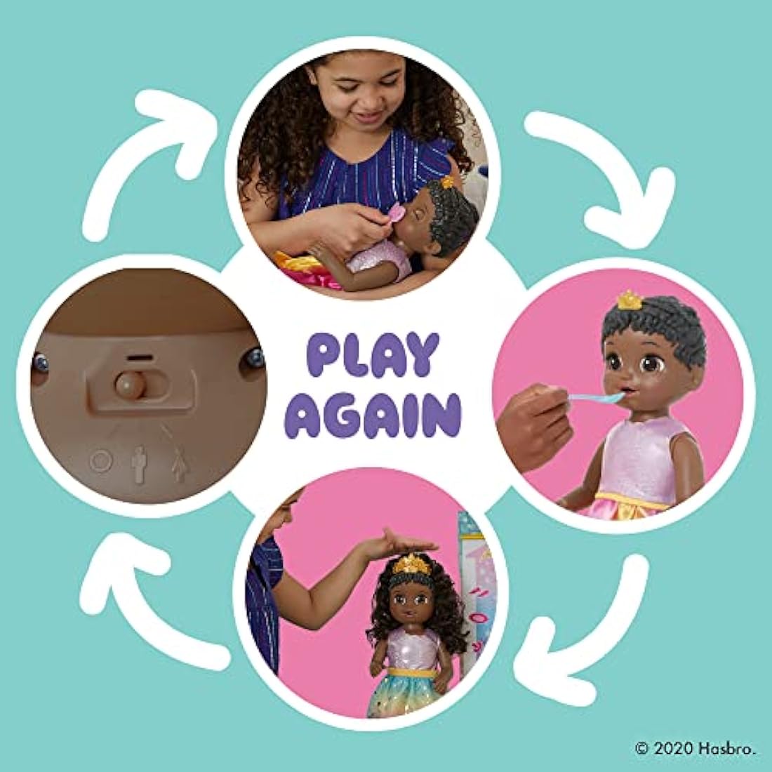 Baby Alive Princess Ellie Grows Up! Black Hair Doll, Interactive Baby Doll with Accessories, Talking Baby Dolls, Toys for 3 Year Old Girls and Boys and Up, 18-Inch