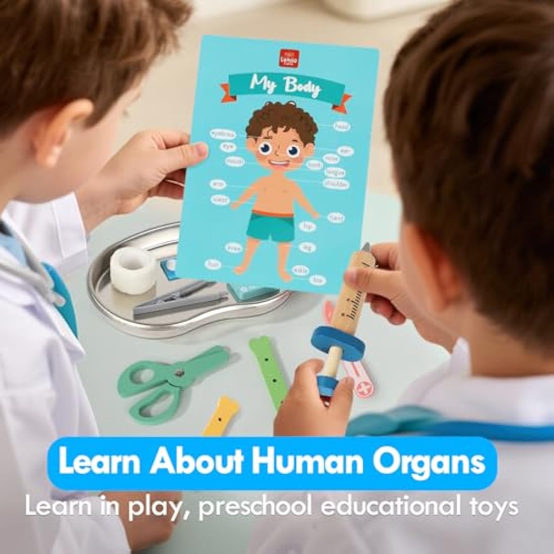 Lehoo Castle Kids Doctors Set, Pretend Doctor Kit Toys Medical Playset, Wooden Play Toys, Educational Toys for 3 Year Old Boys