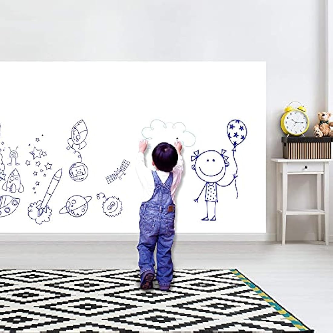 Whiteboard Paper Sticker Roll 44 x 200cm (17.3" X 78.7") DIY Self-Adhesive Dry Erase Paper Film Chalkboard Wallpaper for Home Office School Memo 2 Rolls