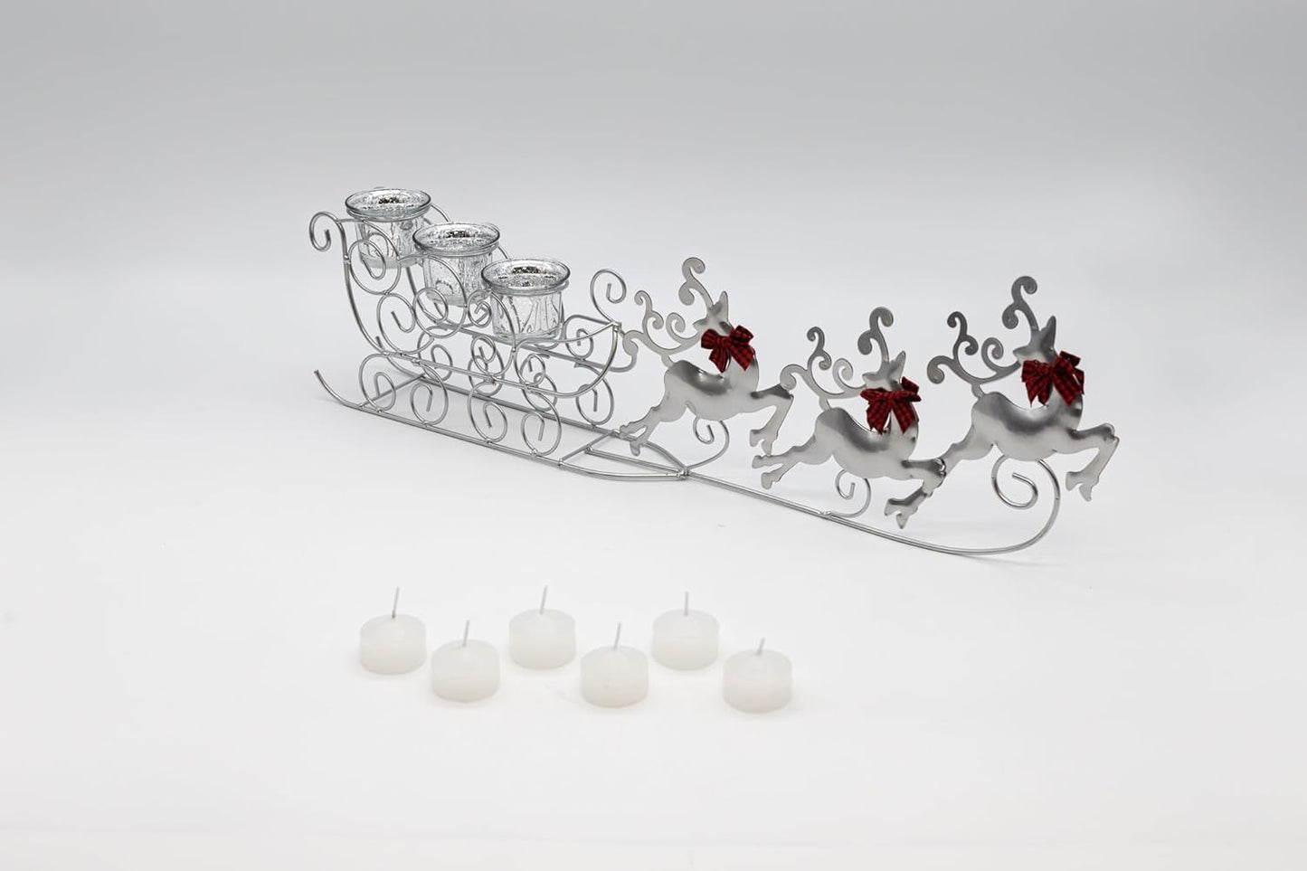 Glass Flying Reindeer Candle Holder
