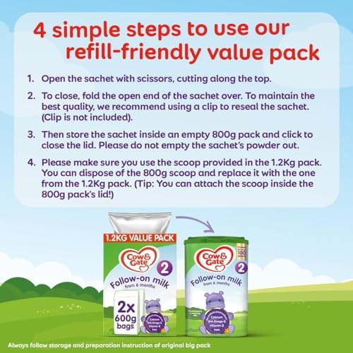 Cow & Gate 2 Follow On Baby Milk Powder Formula, 6-12 Months, 1.2K (Pack of 3)