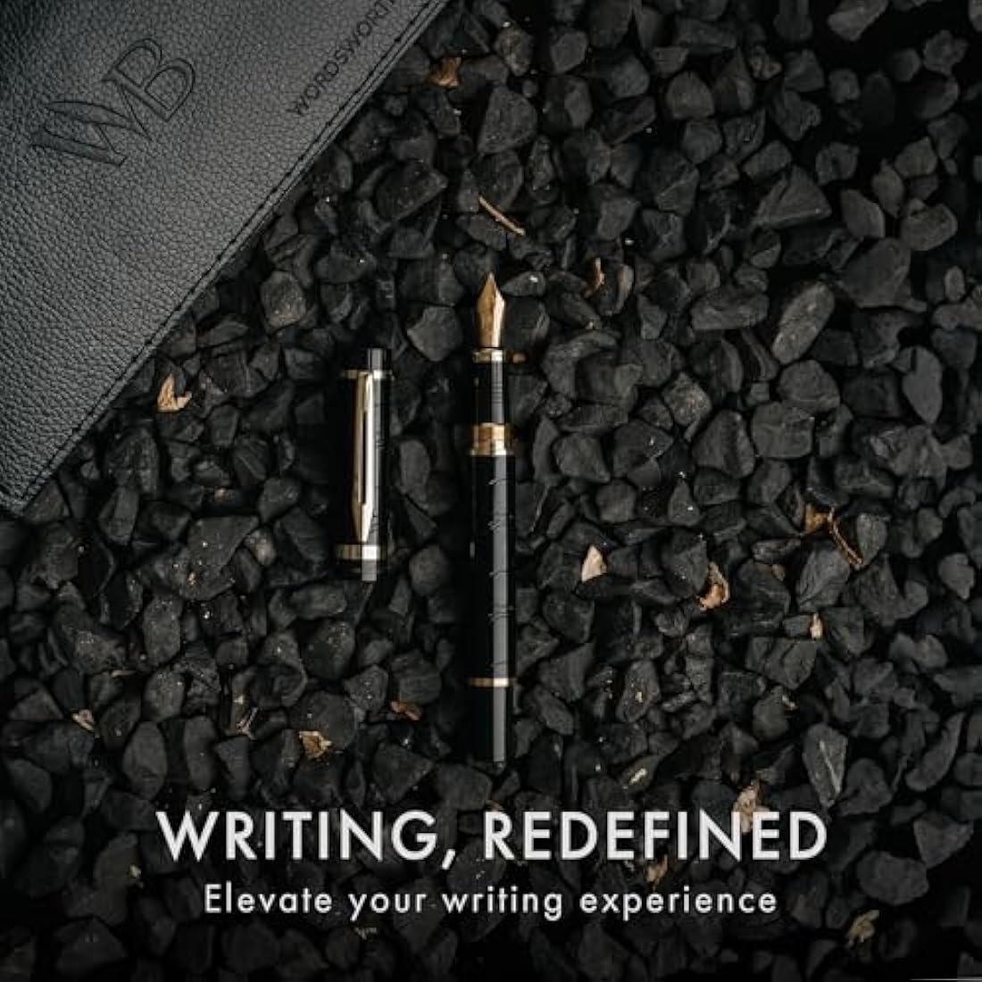 Wordsworth & Black Primori Fountain Pen Set [Black Gold]; Fine Nib, Gift Case, 24 Ink Cartridges, Refill Converter, Manual; Journaling, Calligraphy, Smooth Writing Pens; Left and Right Handed