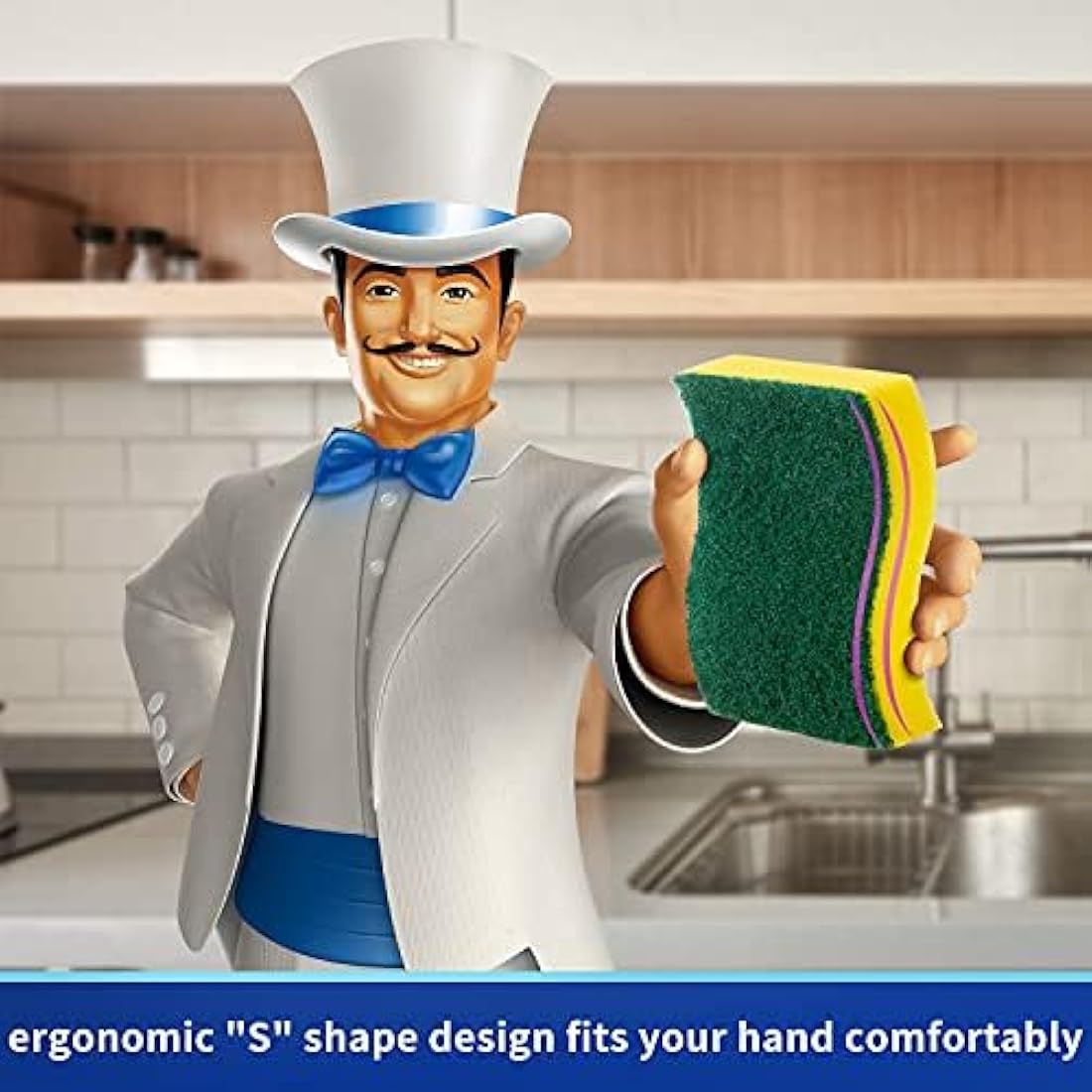 MR.SIGA Heavy Duty Scrub Sponge, Pack of 12, Size:11 x 7 x 3 cm, 4.3" x 2.8" x 1.2"