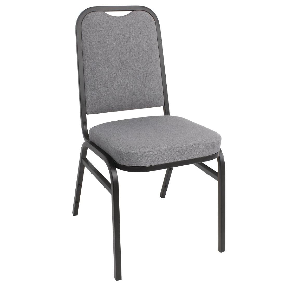 Bolero Square Back Stacking Banquet Chairs, Black & Grey (Pack of 4)