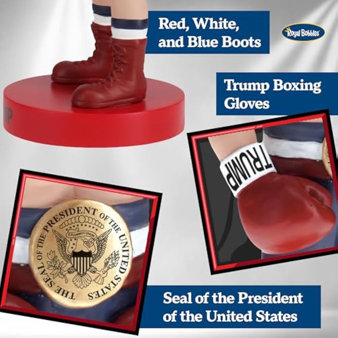 Royal Bobbles Donald Trump Boxer Bobblehead, Premium Polyresin Lifelike Figure, Unique Serial Number, Exquisite Detail