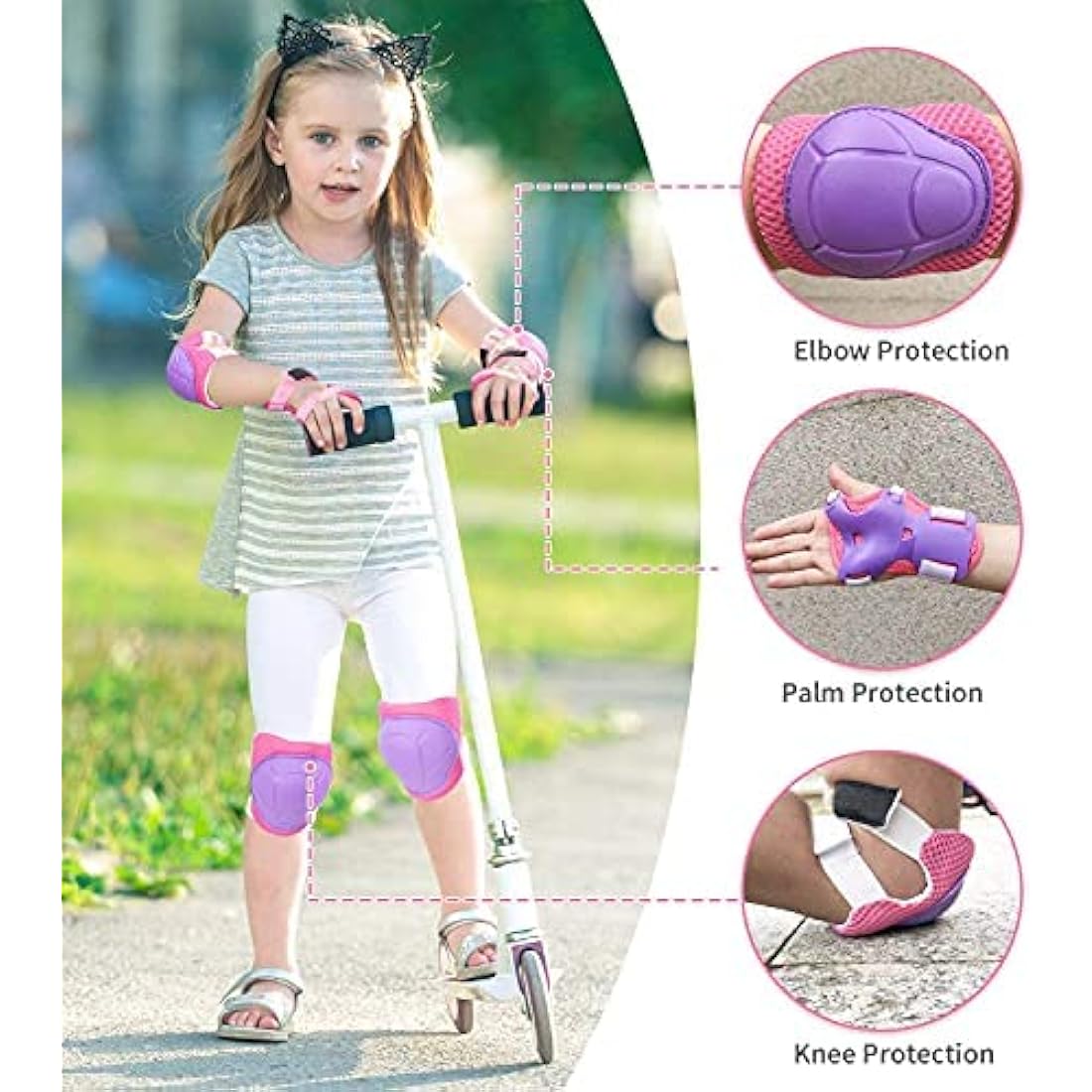RUNDONG Kids/Youth Knee Pads Elbow Pads Wrist Guards 3 in 1 Protective Gear Set for Child Roller Skates, Cycling, Inline Skating, Scooter Skateboard, BMX Bike, Riding, and Multiple Outdoor Sports