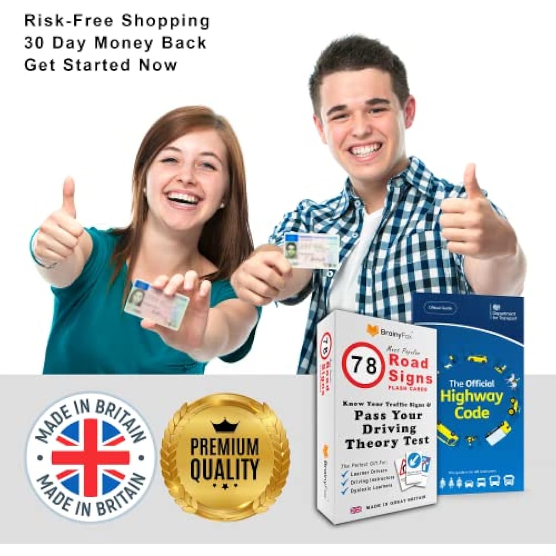 UK Driving Theory Test Kit: The Official Highway Code Book 2025 UK + 78 Road Signs Flash Cards. 16th & 17th Birthday Gifts for Girls & Boys