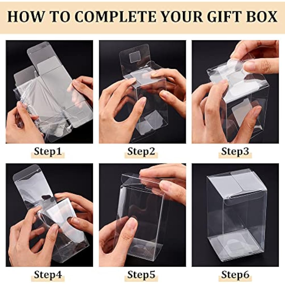 BENECREAT 30PCS 6x6x10cm Film Covered Clear Cube Wedding Favour Boxes PVC Transparent Cube Gift Boxes for Birthday, Wedding, Party Favors