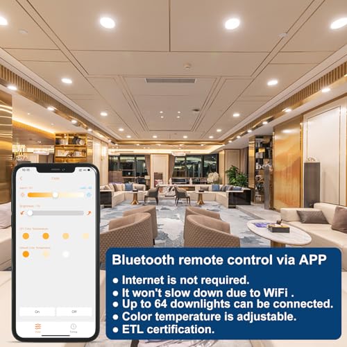 ChangM LED Downlights for Ceiling 3 inch 8WSpot Lights Ceiling with APP and Alexa Control, Bluetooth Recessed Ceiling Lights Daylight White