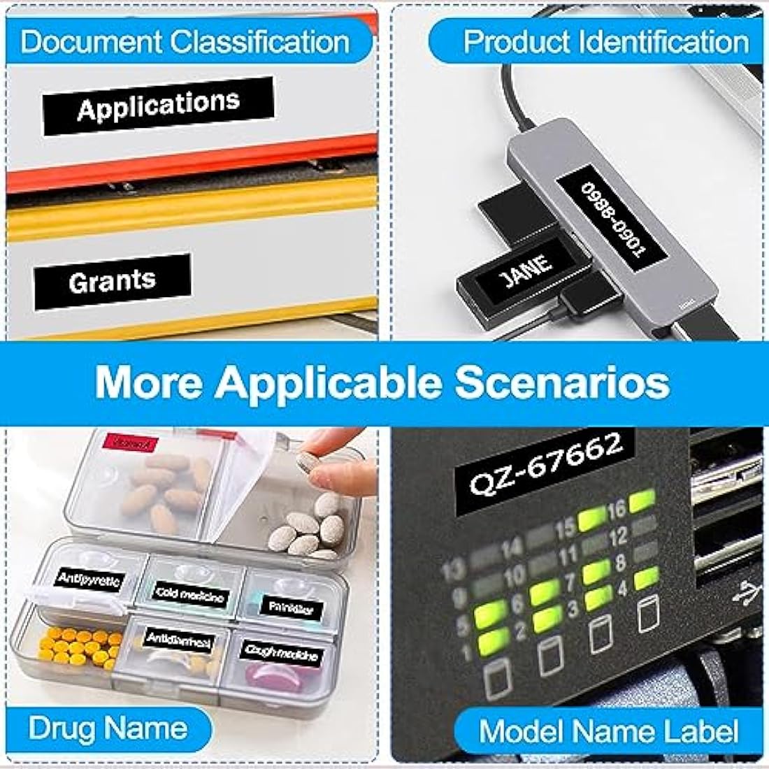 Wonfoucs Compatible with Dymo Letratag Label Tape White on Black 913318, Replacement for Dymo Plastic Label Tape for Dymo LT-100H LT-100T LT-110T 200B QX50 XR 2000 Label Maker Tape, 5-Pack