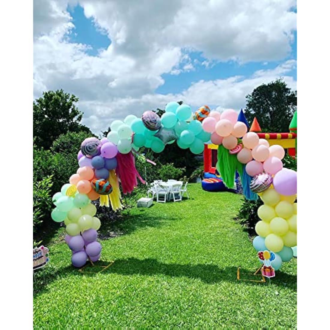 PILIN Balloon Arch Kit Metal Balloon Arch Stand Semicircular Arch for Birthday, Party,Wedding Decoration 2.7M GOLD