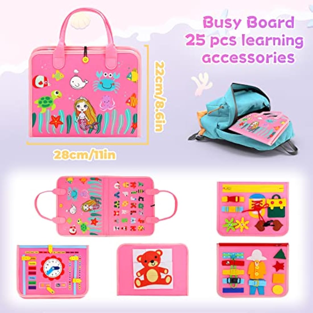 Montessori Sensory Toys for 1-2-3 Year Old Toddler - Kids Busy Board for 12-36 Month Baby Boys Girls Gift for 1-3 Baby Activity Games Learning Educational Toys for 1-4 Year Olds Gifts for 1-4 Toddlers
