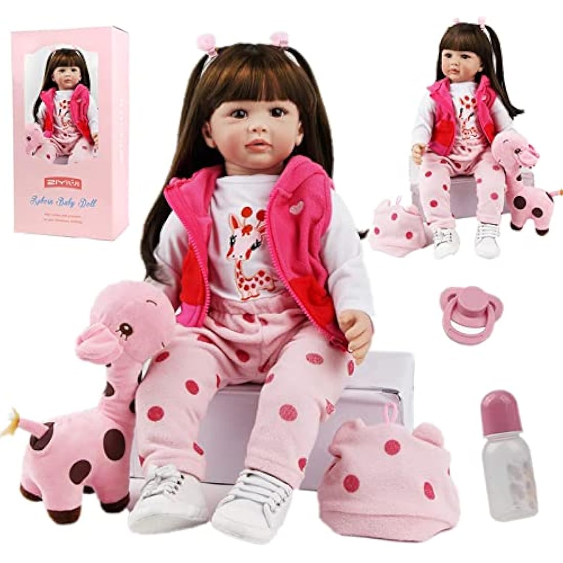ZIYIUI 24inch Reborn Dolls Baby Soft Silicone Lifelike Girls Realistic Babies That Look Real Life Newborn Toddler for Kids Open Eyes