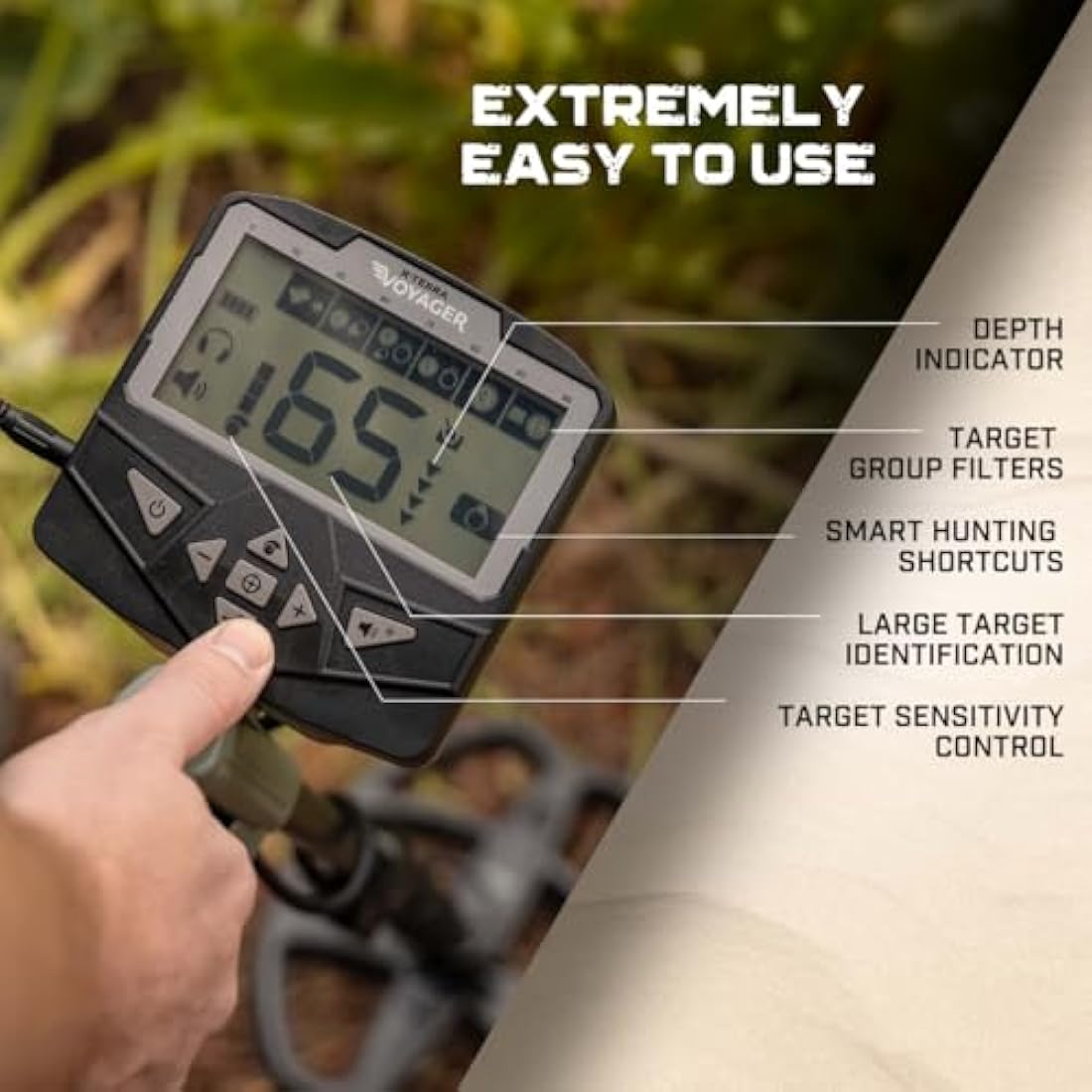 Minelab X-Terra Voyager Professional Metal Detector set for Adults and Children - Pinpoint Mode - Waterproof coil - High Precision - Complete with Headphones, Collapsible Shovel and Carrying Case