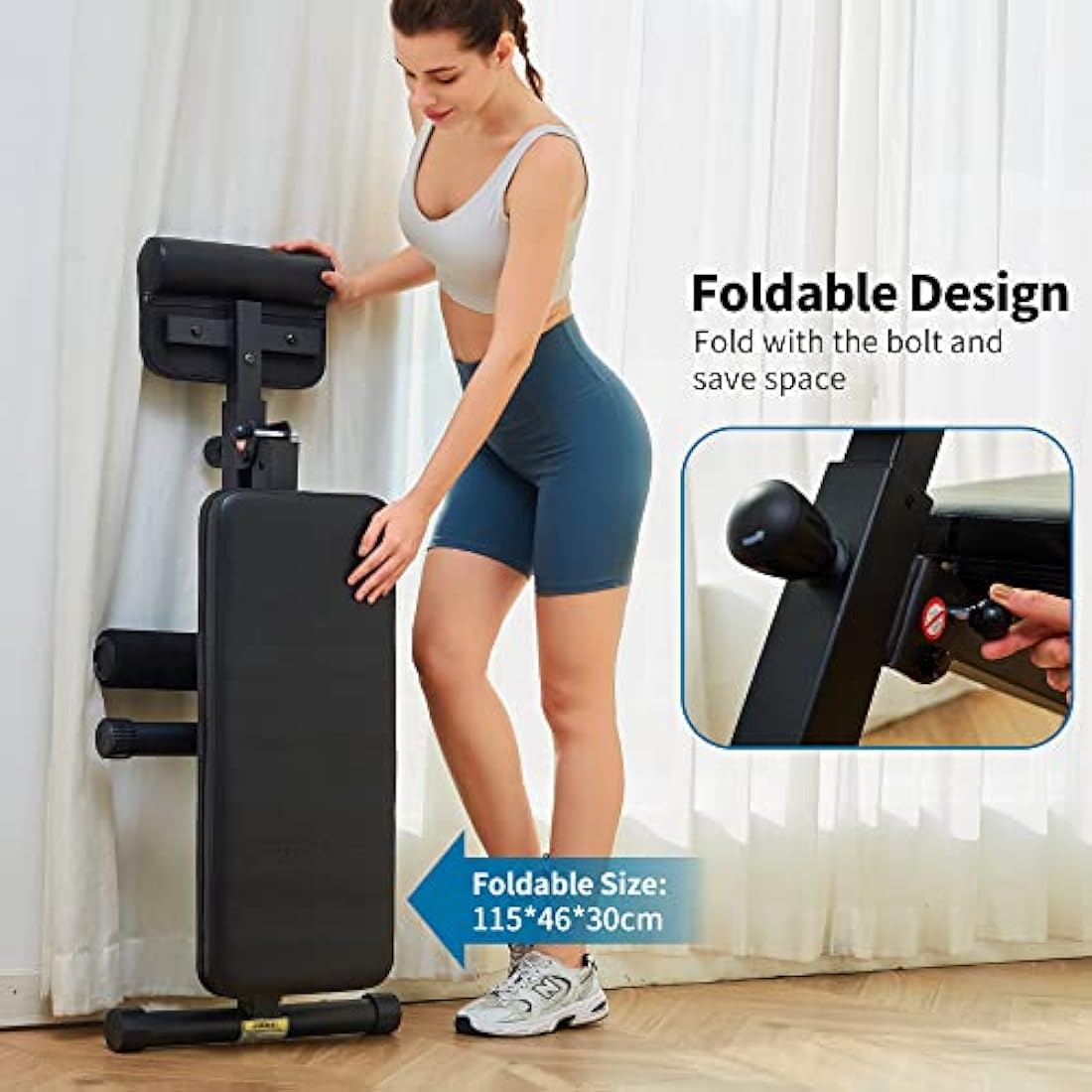 leikefitness Roman Chair Adjustable Weight Bench Foldable Workout Exercise Bench Full Body Strength Training Preacher Curls Bench