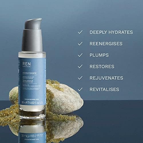 REN Everhydrate Marine Moisture-Restore Serum, 30ml – Ultra-Hydrating Serum with Algae and Hyaluronic Acid, Clinically Proven 72-Hour Hydration for Dehydrated Skin, Smooths and Plumps