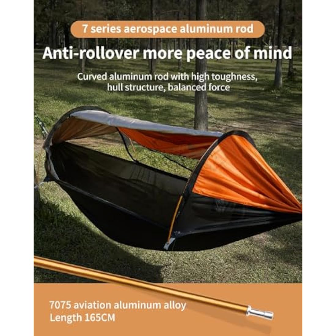 Travel Bird Camping Hammock Tent with Mosquito Net and Sunshade, 290 * 140CM Extra Large Space, Multi-mode Lightweight Hanging Hammocks Tree Straps Swing, Ground Tent for Outside, Hiking
