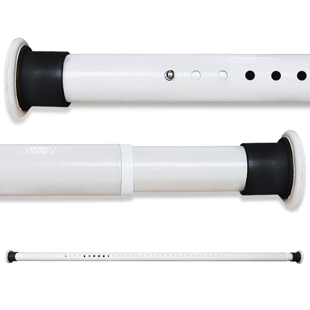 Extendable Shower Curtain Rod No Drilling Telescopic Curtain Poles Wardrobe Clothes Rail Carbon Steel 260-310CM White Adjustable Spring Tension Rod