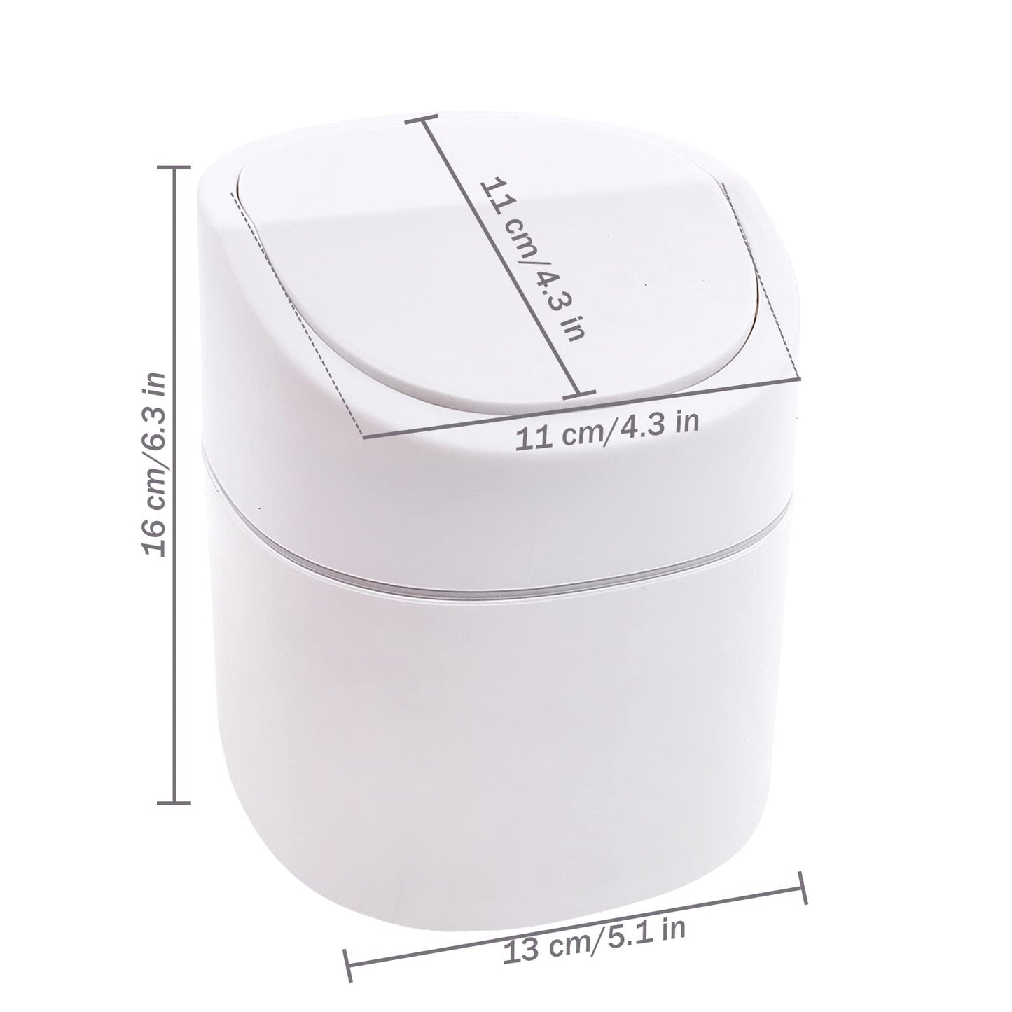 LTHERMELK Mini Desk Bin, White Plastic Desktop Trash Bin with Lid, Small Office Table Bin for Bathroom, Office, Kitchen, Bedroom,Toilet