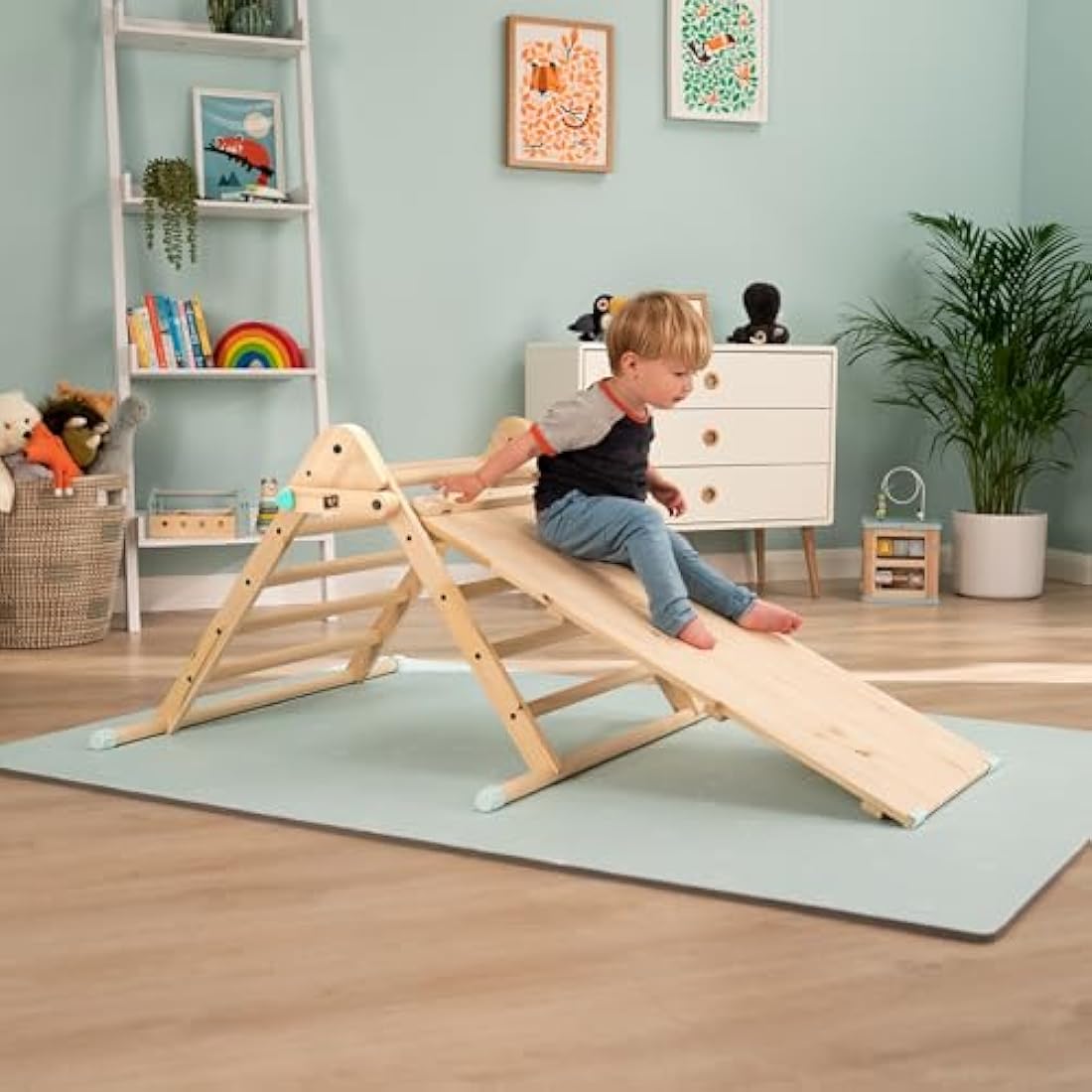 TP Toys, Active Tots, Pikler Style Wooden Indoor Baby and Toddler Ladder, Slide or Bridge, for use with TP Triangle or Climbing Cube, Interative Play, 12 Months+,Wood