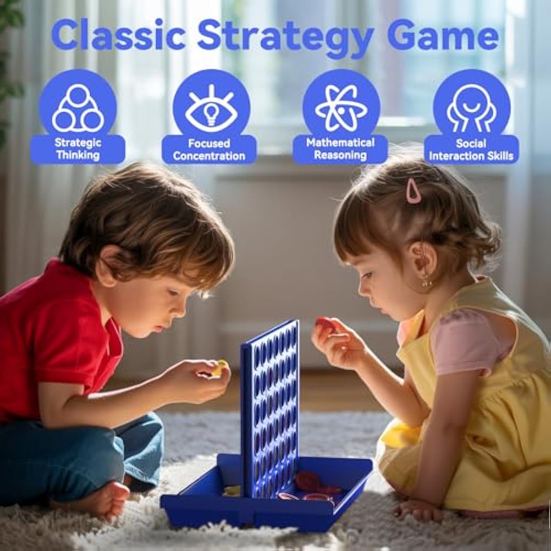 Pup Go Standard Size 4 in a Row Classic Board Game for Kids Ages 3-8, Educational Family Toy for Boys Girls Adults, 2 Player Strategy Game with 6 Spare Discs, Foldable Design (Standard Size)