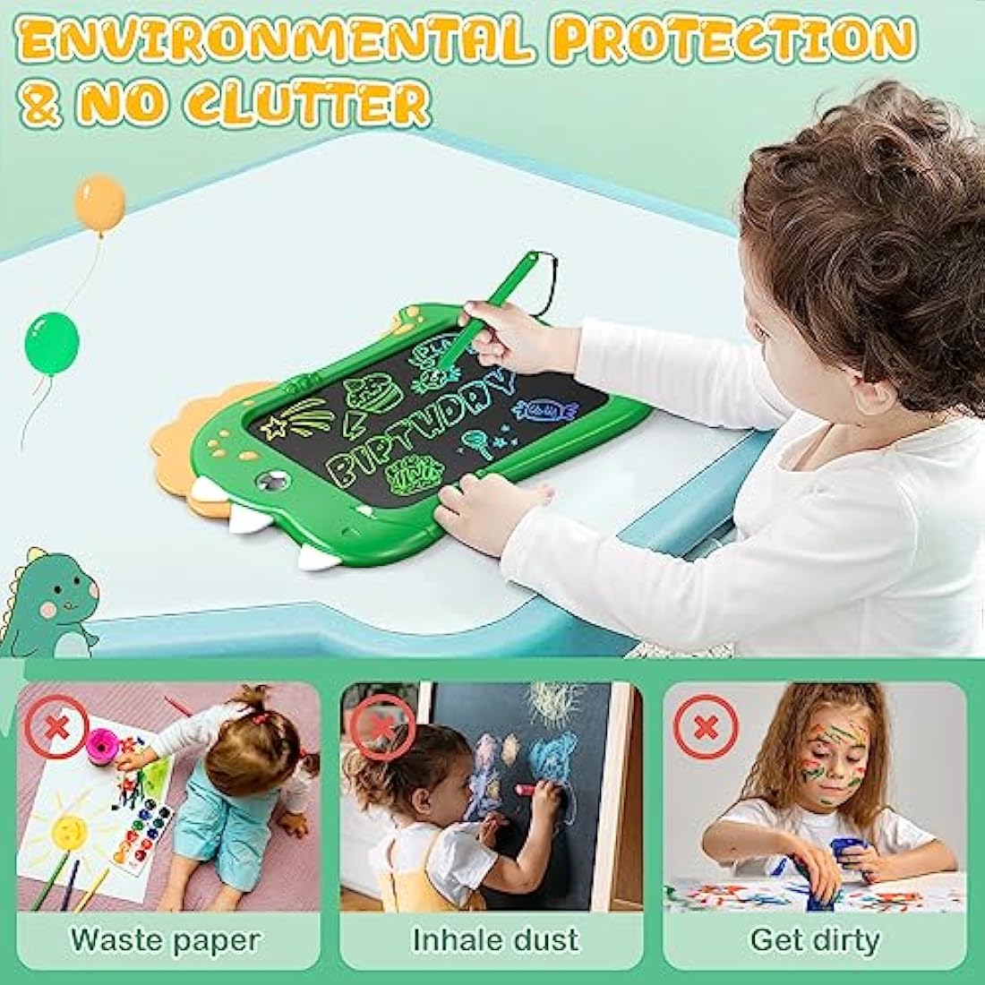 Kizmyee LCD Writing Tablet for Kids,Toddler Toys for 3 4 5 6 Year Old Boys Girls, 8.5inch Doodle Board, Dinosaur Toys Drawing Pad for Kids 3+ Year Old Boy Girl