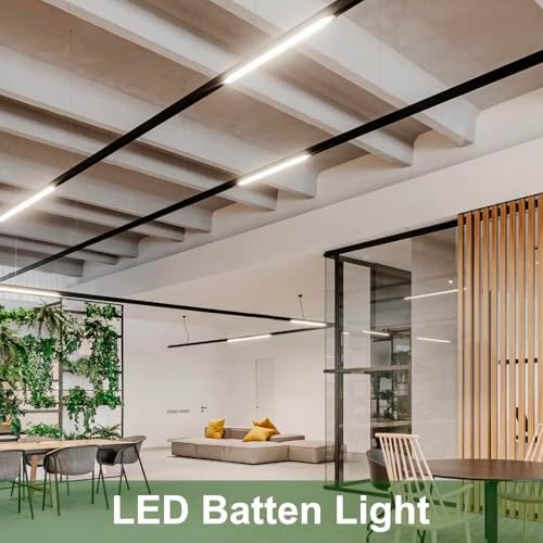 muzha 4 Packs LED Batten Lights 4FT 40W 6500k Daylight,Low Profile Wall or Ceiling Surface Mounted Fitting for Home/Workshop/Office/School Restaurant