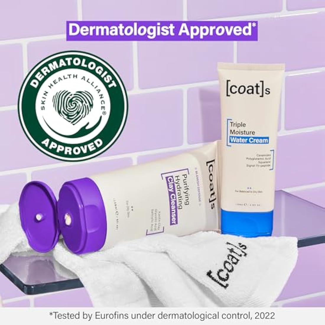 Coats Daily Blemish Defence Duo for Oily Skin – Purifying Hydrating Clay Cleanser 150 ml + Triple Moisture Water Cream 75 ml – Helps Prevent Breakouts + Protect the Skin Barrier