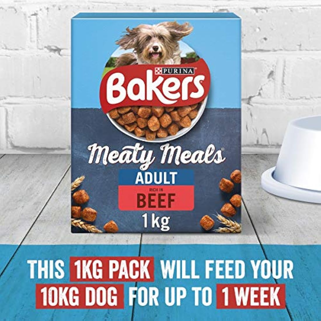 Bakers Meaty Meals Adult Dry Dog Food Beef 1kg (Pack of 4)