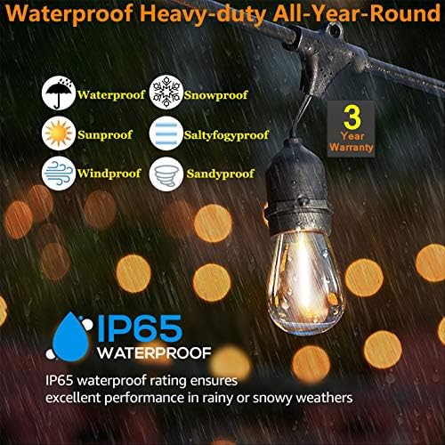 Meidaoduo Outdoor String Lights LED Mains, 30 Meters Festoon Garden String Lights 30 E27 Waterproof Sockets, 32pcs LED Shatterproof Patio Garden Party Wedding Backyard