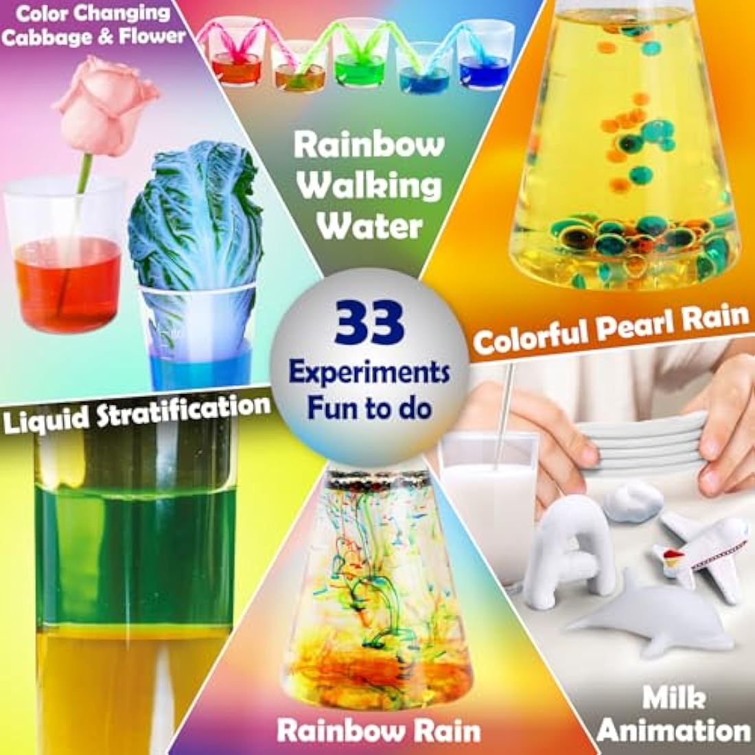 UNGLINGA 33 Experiments Science Kit for Kids, Science Project STEM Learning Educational Toys Gifts for Boys Girls, Chemistry Set, Volcano Erupting