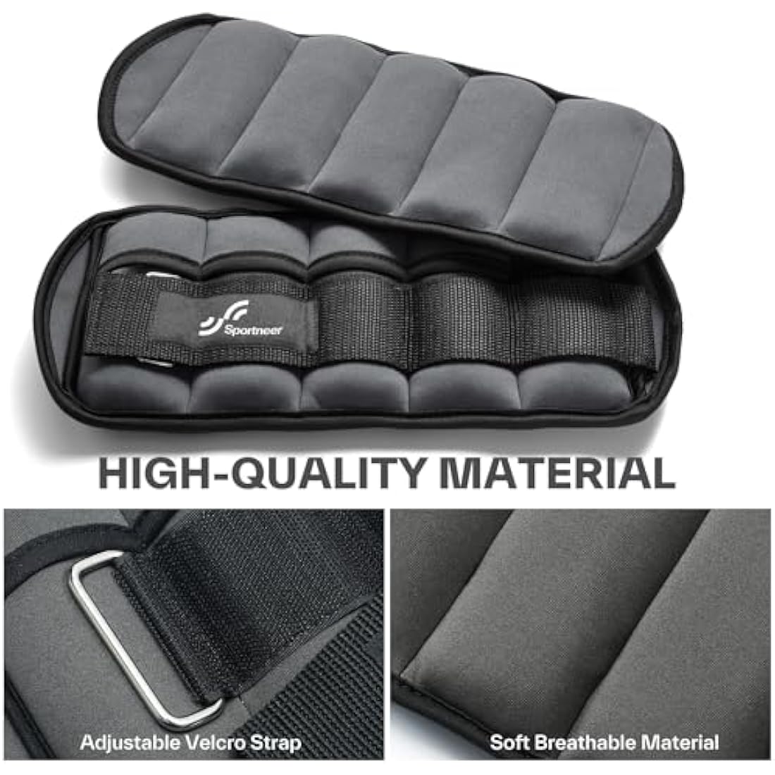 Sportneer Adjustable Ankle Weights Set: Leg Weights, Ankle Weight Wrist Weight Straps, 0.45-1.6kg for Per Ankle, 0.9-3.2kg for a Pair