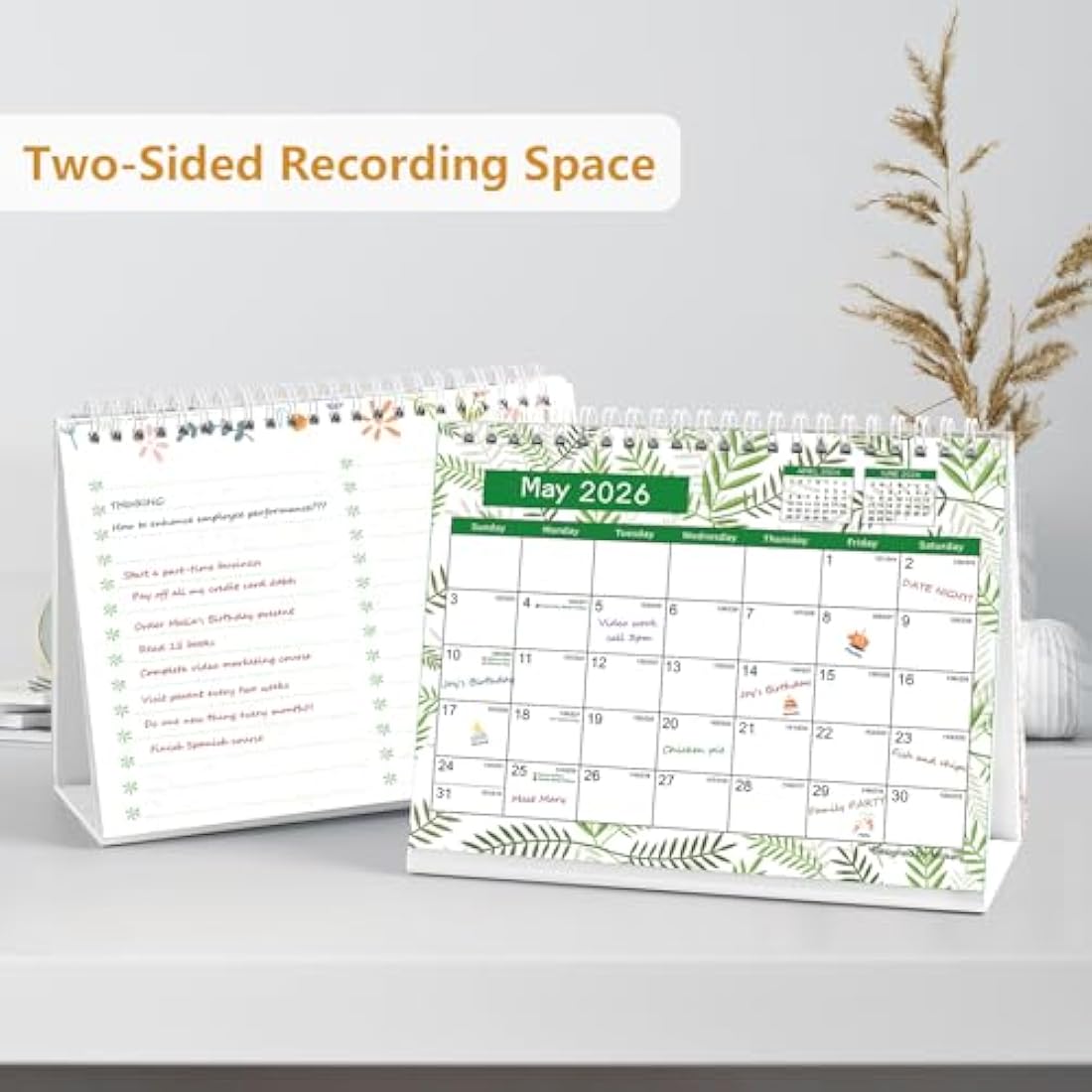 Desk Calendar 2025-2026, Monthly Desktop Calendar (Jul. 2025 - Dec 2026, 10" x 8.25"), Standing Flip Calendar with Thick Paper, Academic Year Planner with Stickers