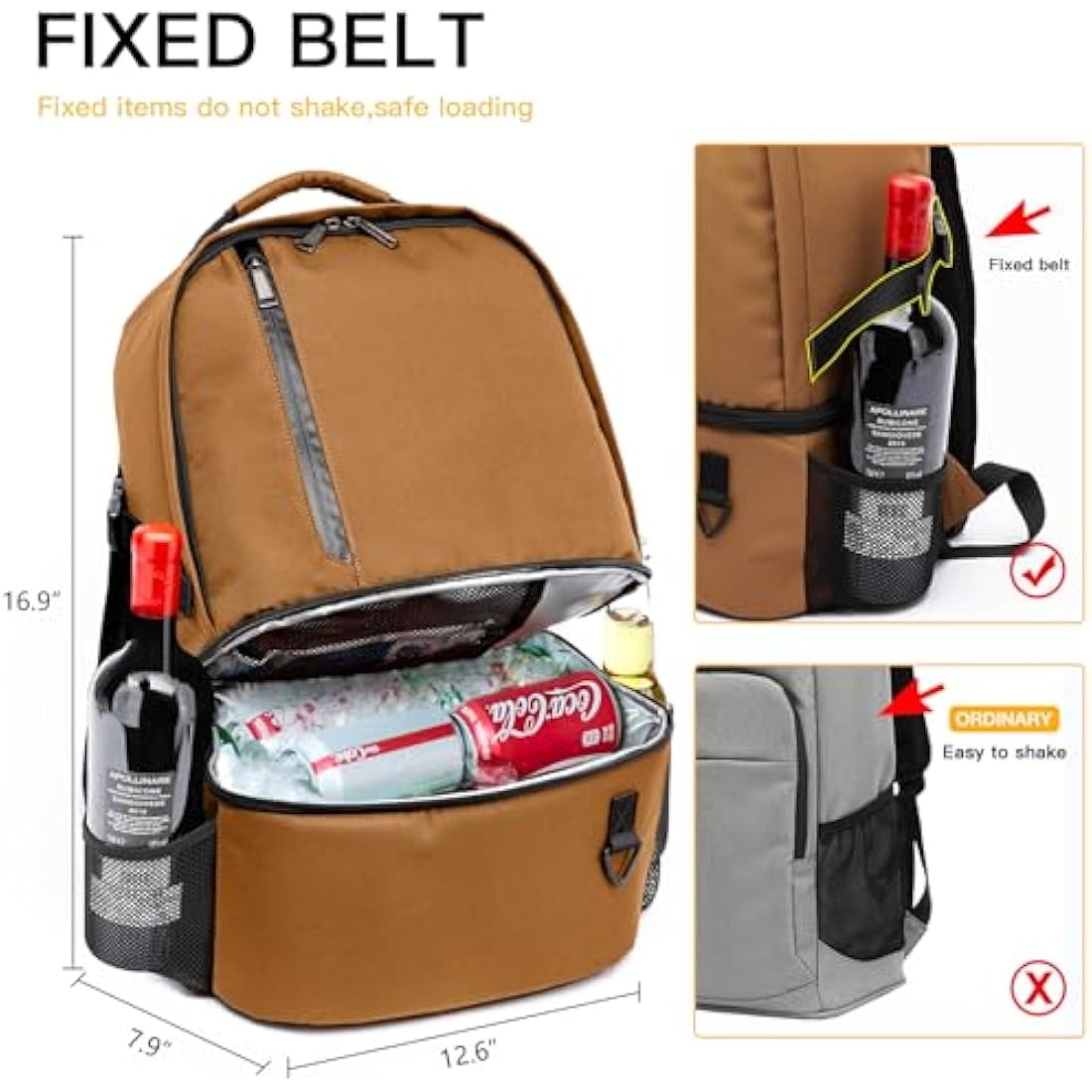 TUGUAN Insulated Cooler Backpack 28L Leakproof Cool Bag Rucksack Double Deck Bottom Thermal Compartment Picnic Backpack for Lunch, Beach, Camping