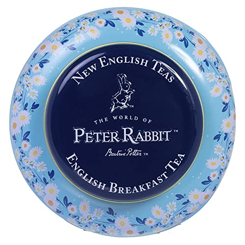 New English Teas Peter Rabbit Tea Caddy with 240 English Breakfast Tea Bags in Blue, Beatrix Potter