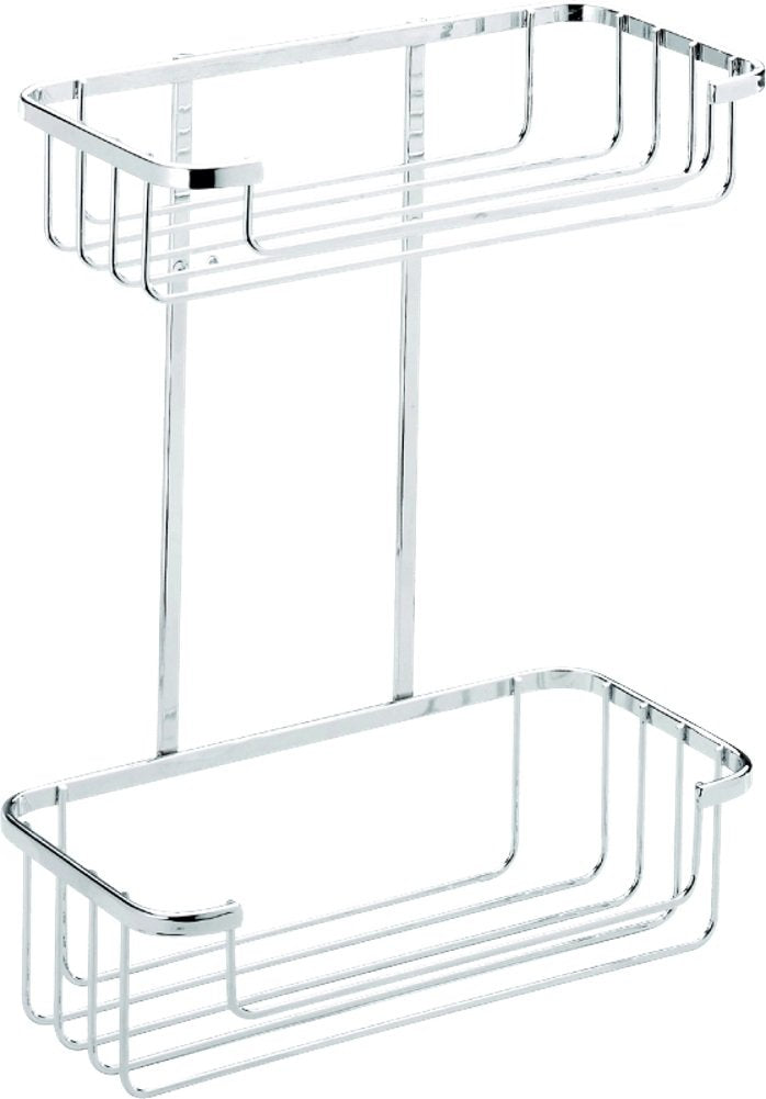 Croydex Chrome Two Tier Shower Caddy - Durable Rust-Free Bathroom Storage Basket, Chrome Plated Steel, Includes Fixings and Rust Free Guarantee, Max