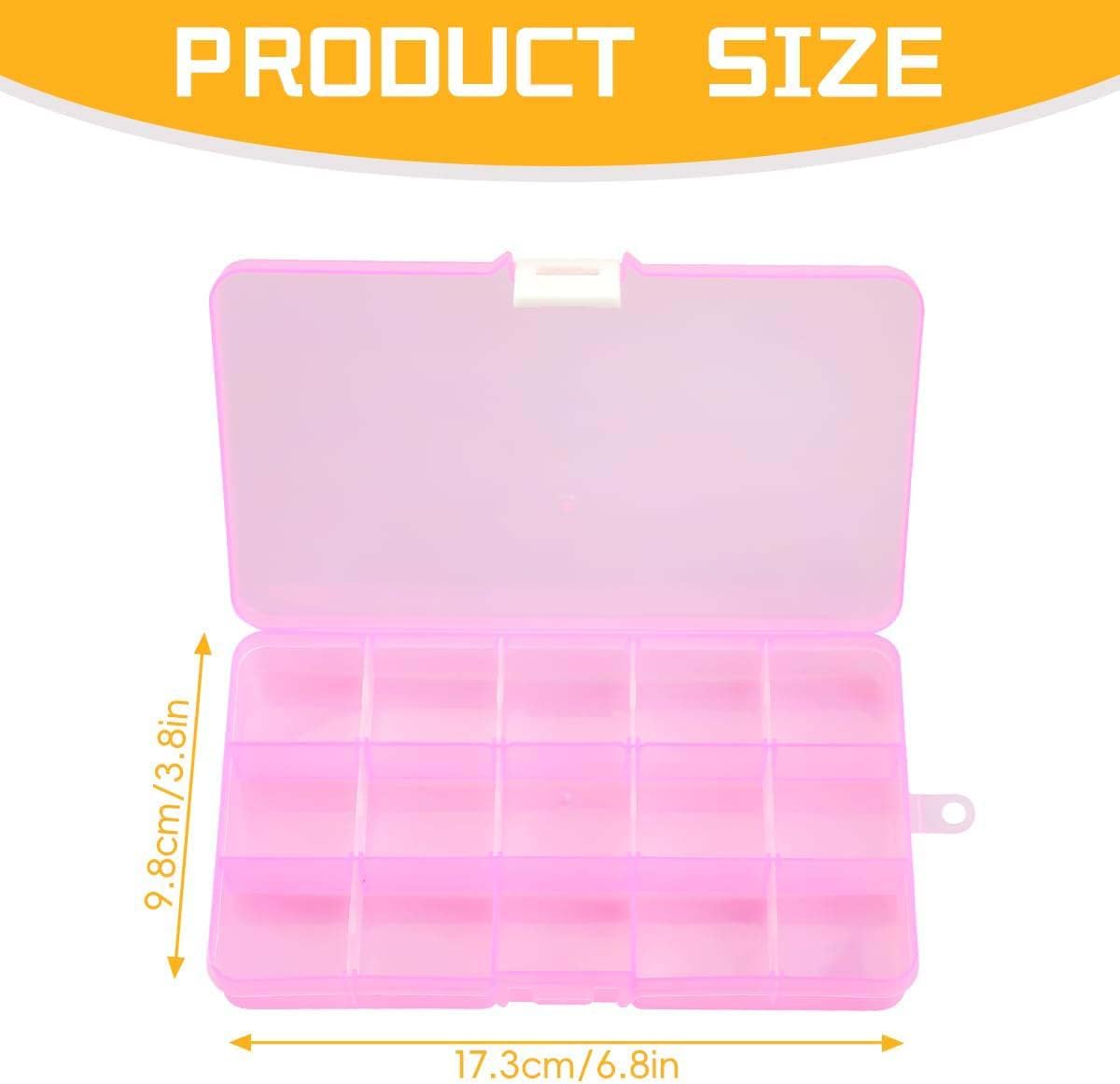 Hopzab 15 Grids Plastic Jewellery Organizer Clear Storage Box Bead Container with Adjustable Dividers for Small Accessories Items Office Supplies