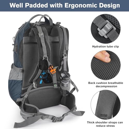 G4Free Hiking Backpack 50L Waterproof Backpack with Rain Cover for Mountaineering Travel Camping Trekking Outdoor Sports for Men Women