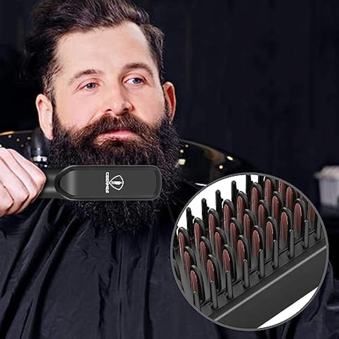 Ceenwes 3 in 1 Professional Beard Straightener with Beard Oil & Balm, Portable Hair Straightener Brush for Men & Women