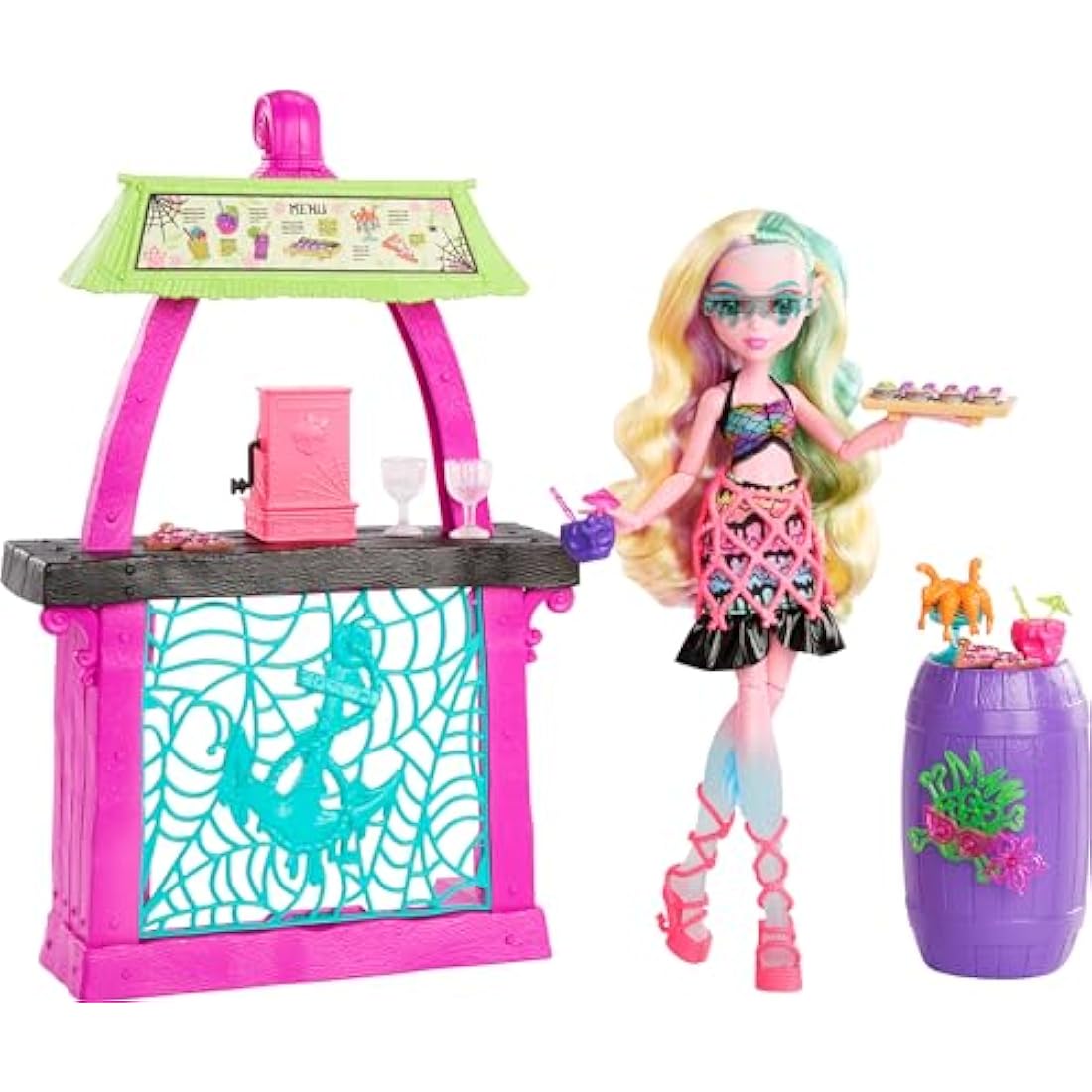 Monster High Doll and Playset, Lagoona Blue Scare-adise Island Snack Shack with Food Accessories and Color Change Drinks, HRP70